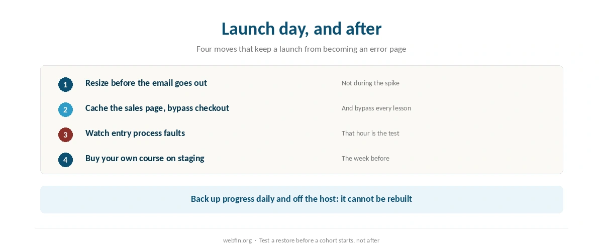 Checklist for launch day and for protecting student progress records