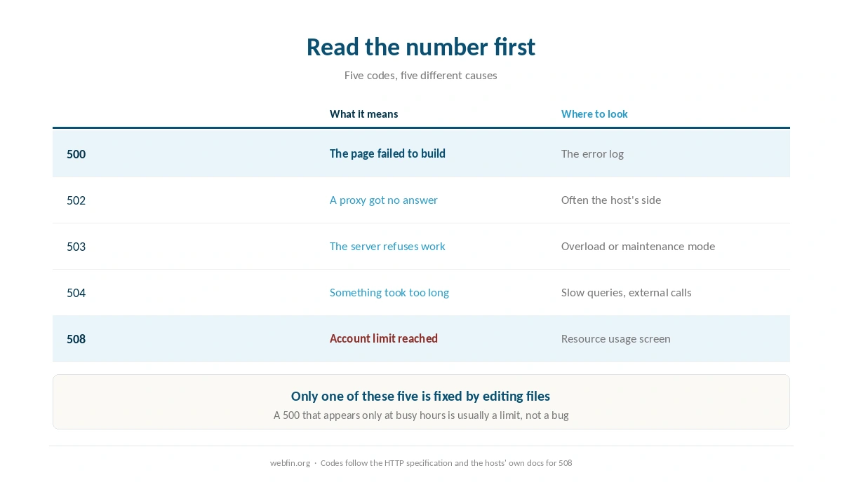 Five server error codes and what each one actually means