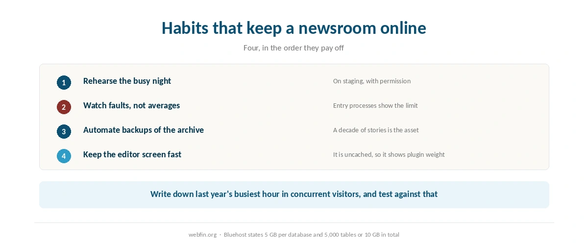 Checklist for a news site from cache rules to archive limits