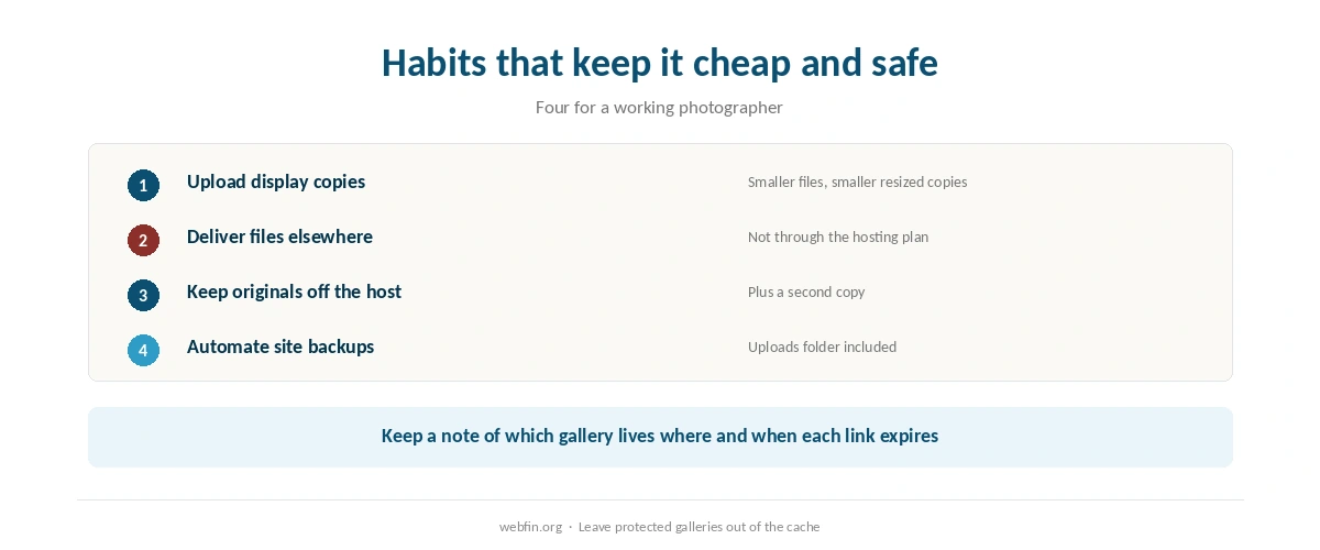Checklist for a photography site from display copies to archived originals