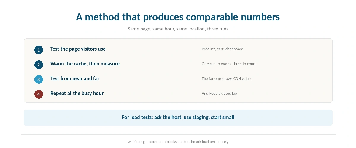Six steps for testing site speed in an order that produces comparable numbers